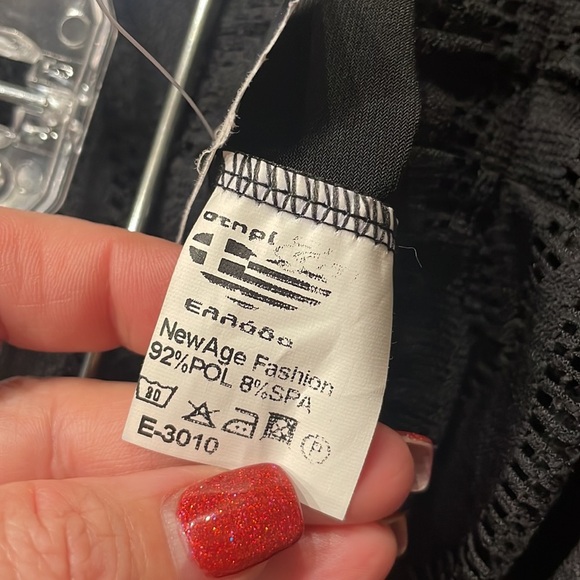 Lace wide leg 2 in 1 pants / shorts cover up / beach summer Black pull on XS - Picture 7 of 14